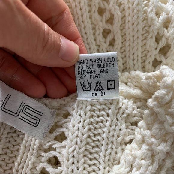 Vtg Chaus Longline Cable Knit Hobnail Sweater Womens M Ramie Cotton Cottage - Picture 14 of 17